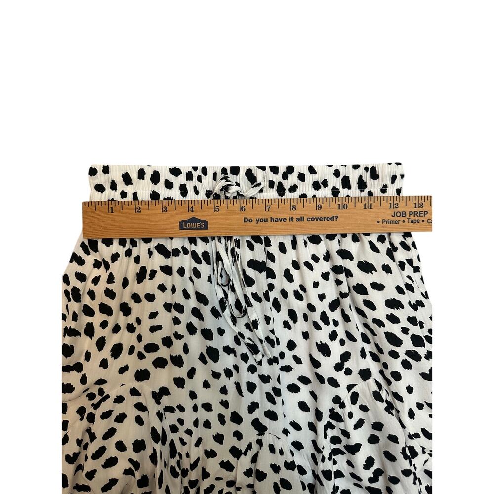 Pink Lily Dalmatian Print Flowy Mini Skirt Size Medium Black White Animal Print - Picture 7 of 9